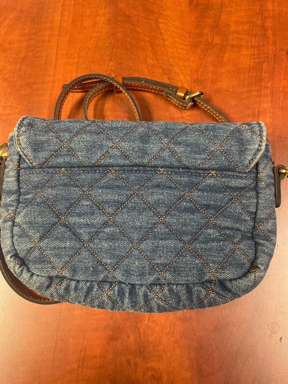 Patricia Nash Quilted Bonny Denim Crossbody Bag with Tan Leather Strap - Picture 3 of 11